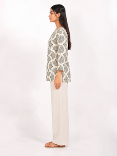 Blue Cotton Short Straight Kurti