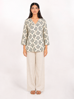 Blue Cotton Short Straight Kurti