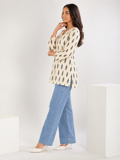 Black Cotton Short Straight Kurti