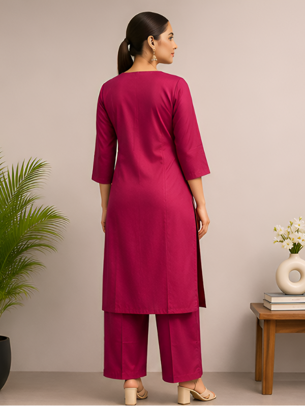Maroon Silk Blend Kurti with Pant