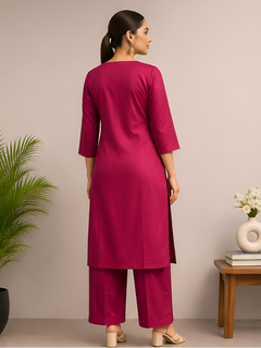 Maroon Silk Blend Kurti with Pant