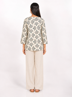 Blue Cotton Short Straight Kurti