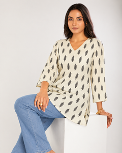 Black Cotton Short Straight Kurti