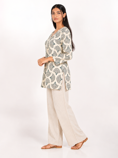 Blue Cotton Short Straight Kurti