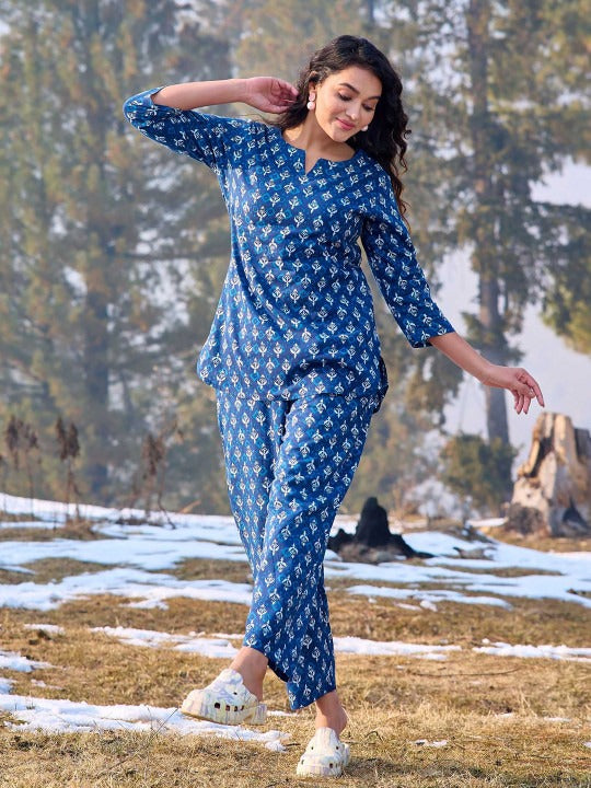 Blue Floral Cotton Co-Ord Set