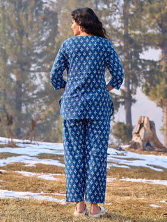 Blue Floral Cotton Co-Ord Set