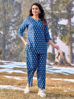 Blue Floral Cotton Co-Ord Set